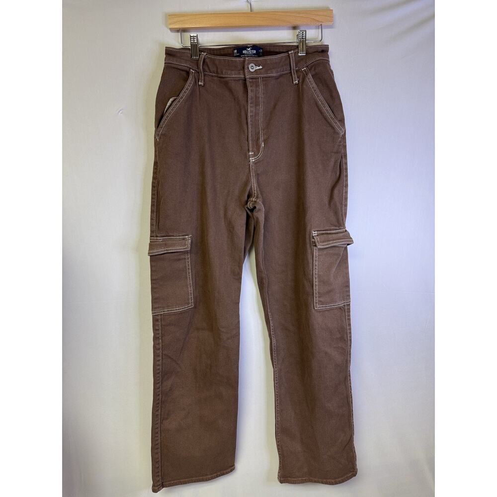 Hollister Brown Cargo Utility Pants Women’s Size 11 Wide Leg Y2K